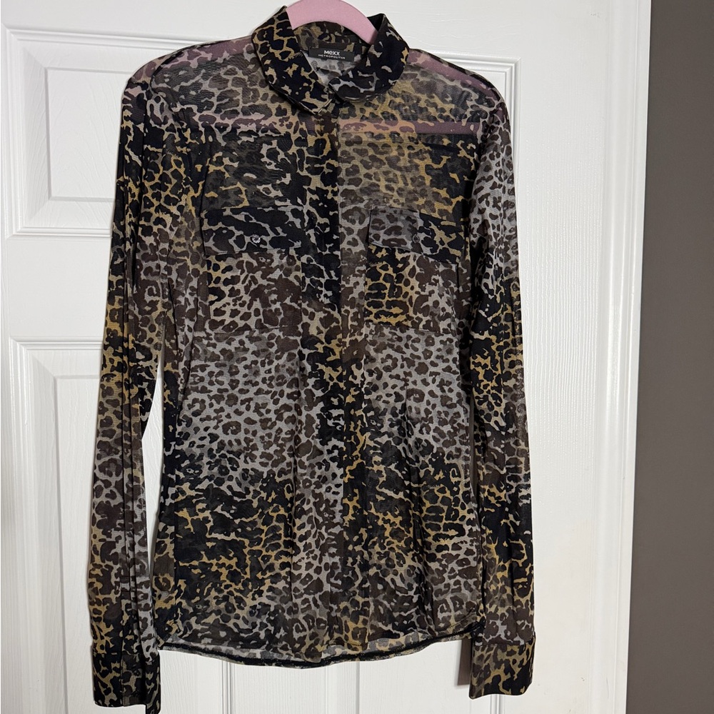 Mexx animal print semi-sheer shirt